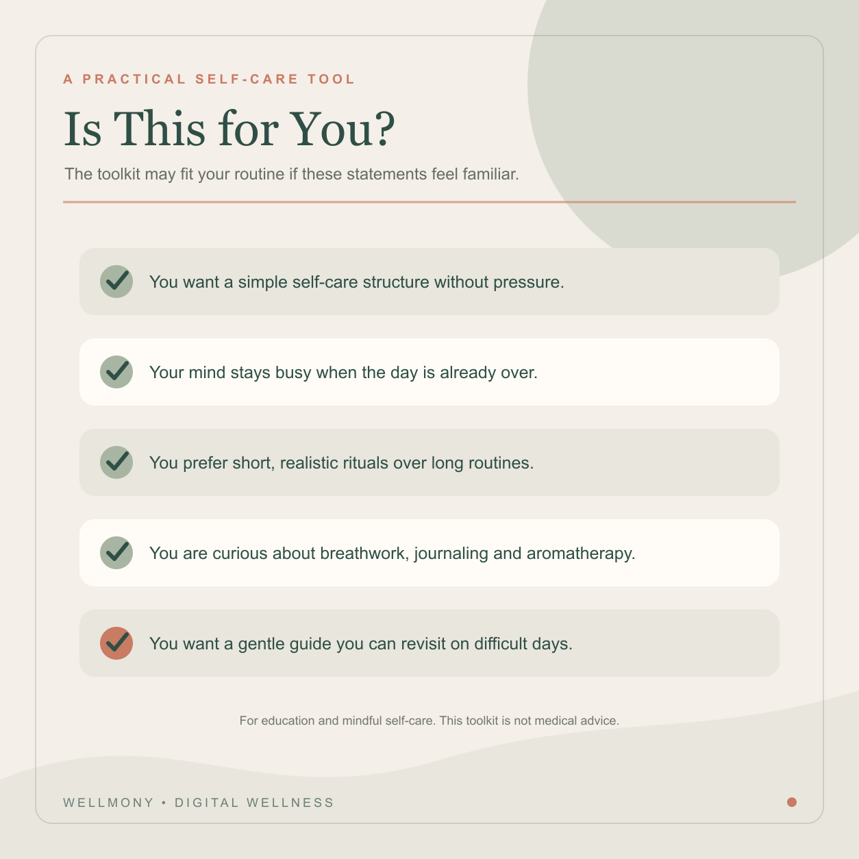 Who the Stress and Anxiety Reset Toolkit is designed for: women seeking simple, realistic self-care routines