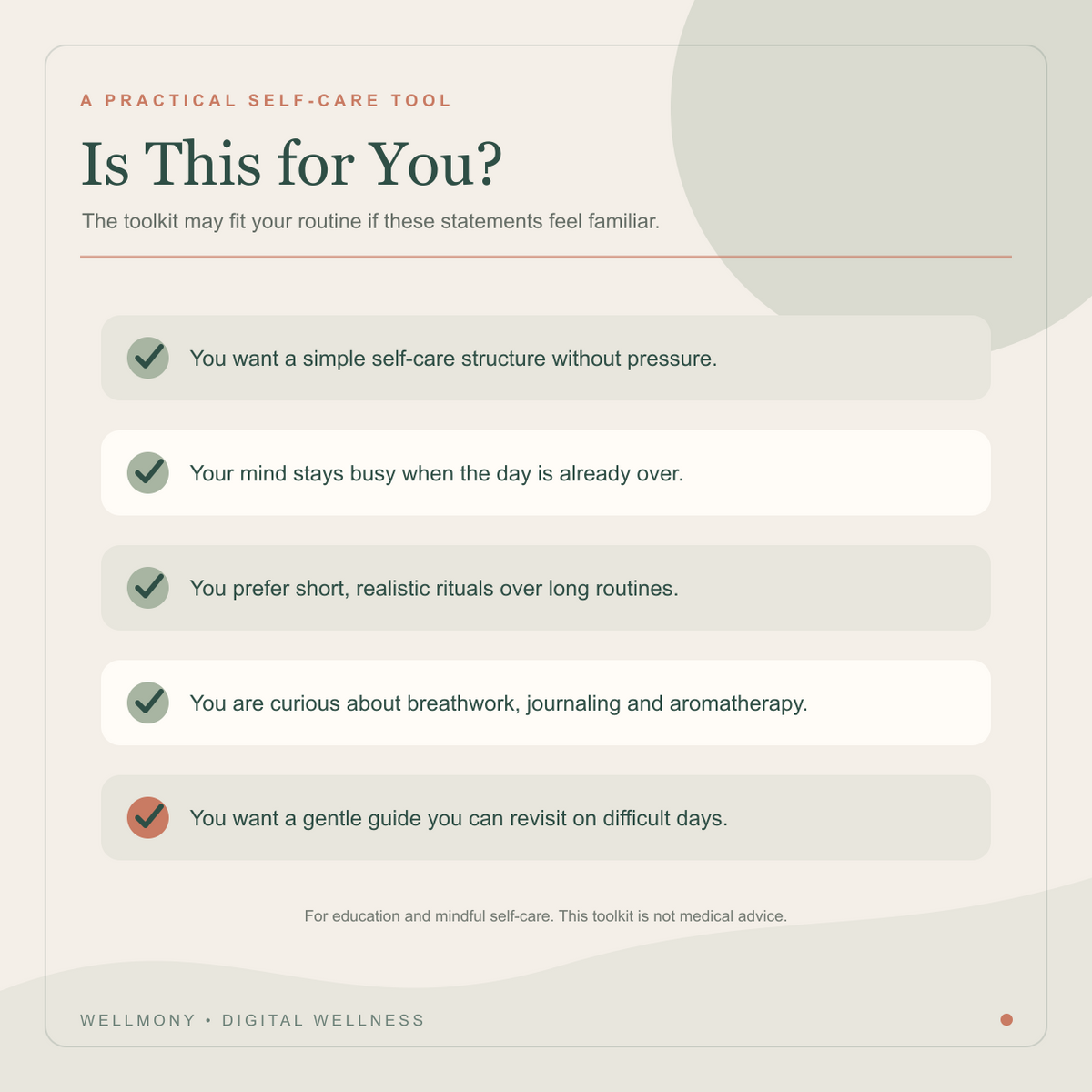 Who the Stress and Anxiety Reset Toolkit is designed for: women seeking simple, realistic self-care routines