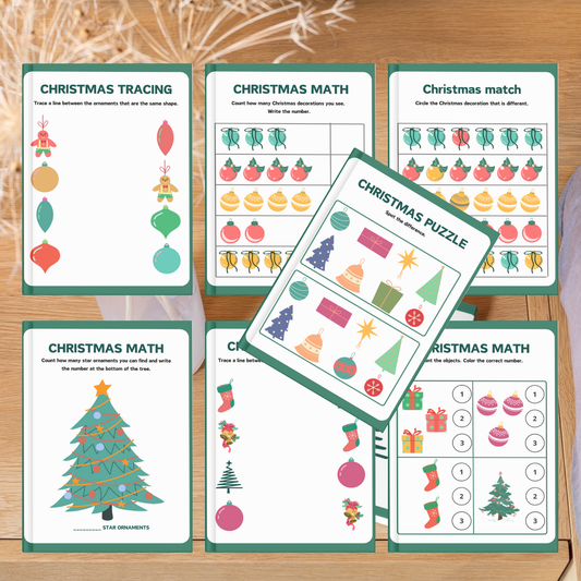 Christmas Activity Worksheets for Kids - 8 printable PDF and PNG files