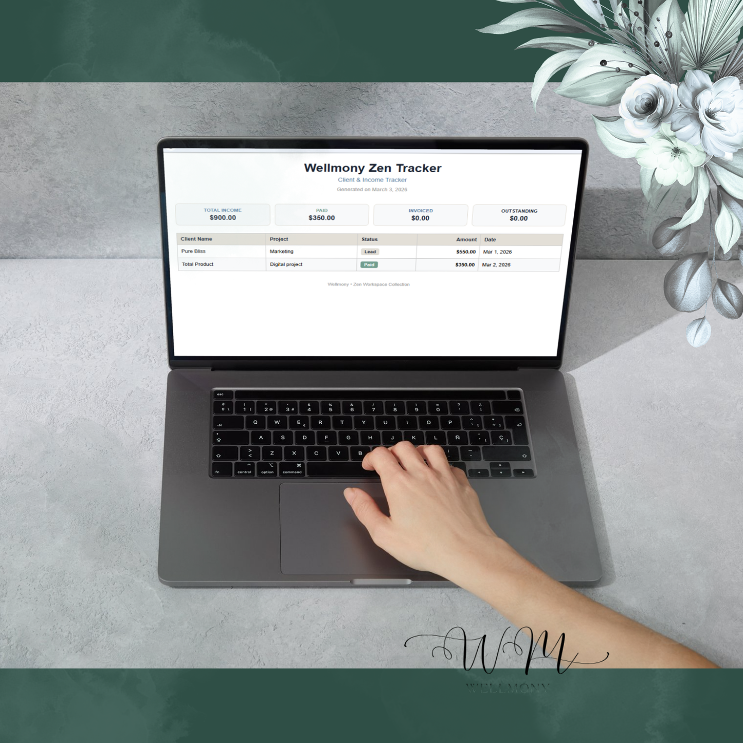 Zen Client & Income Tracker - Digital Instant - Start organizing your business the calm way. - Wellmony