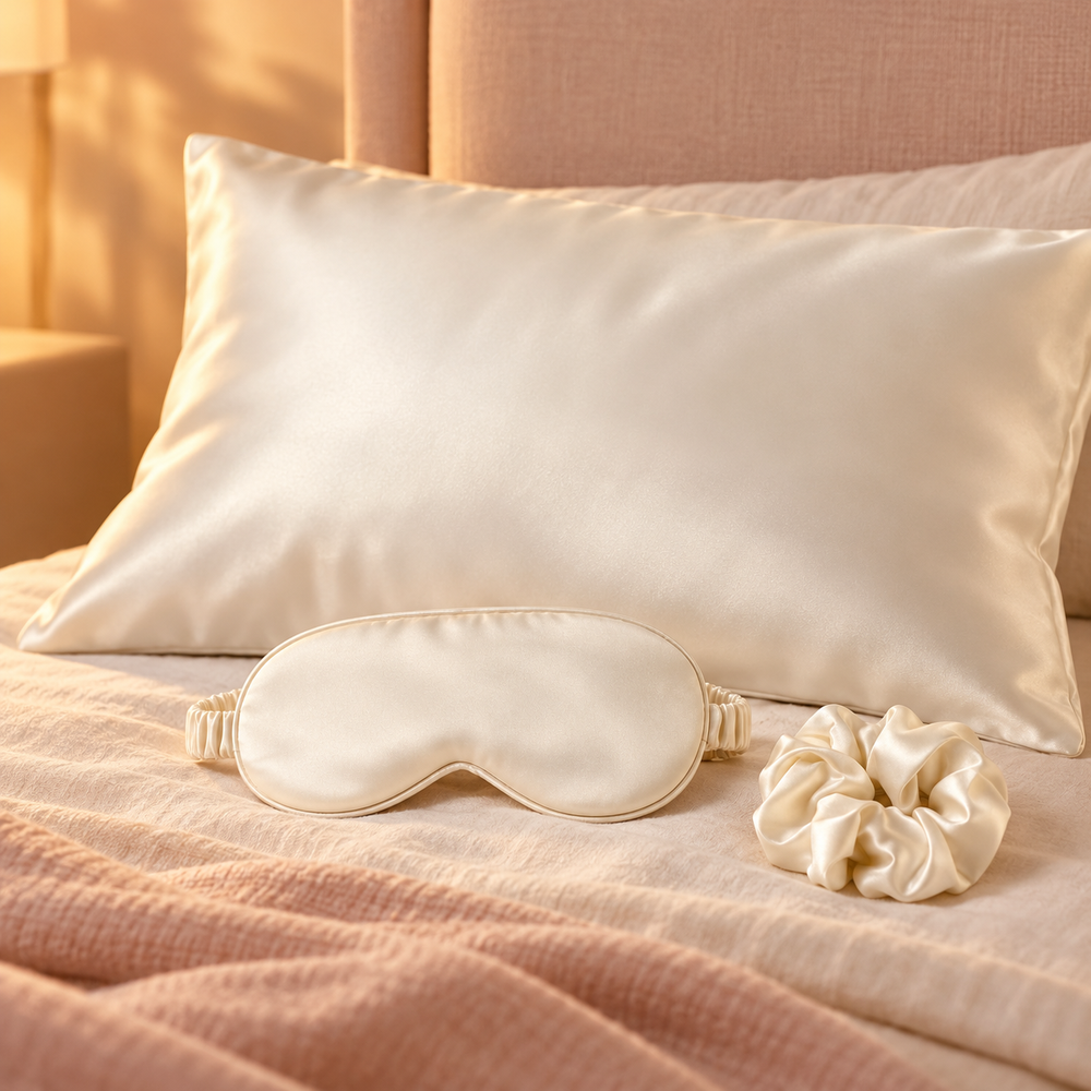EVENING VEIL™ — 3-Piece Satin-Look Sleep Set - Wellmony