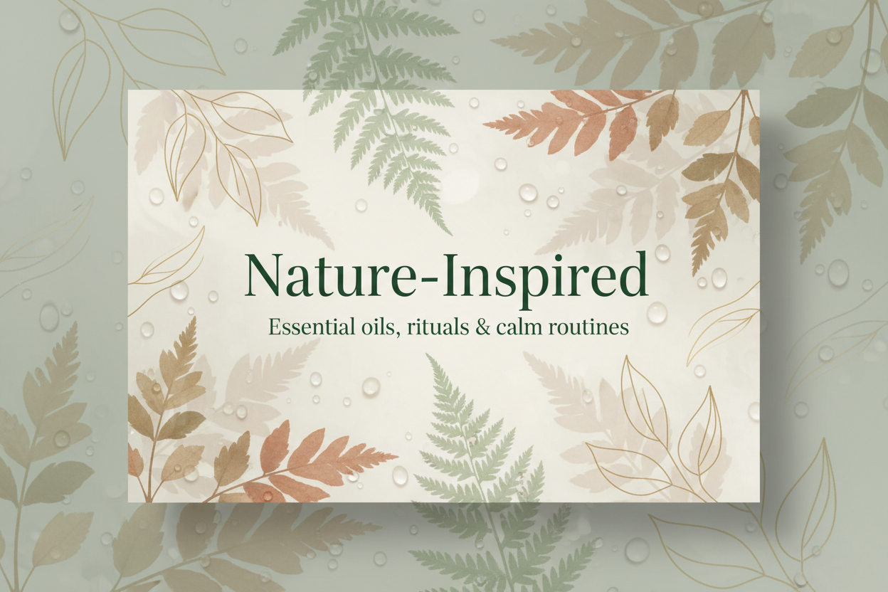 put the text Title: Nature-Inspired
Text: Essential oils, rituals & calm routines