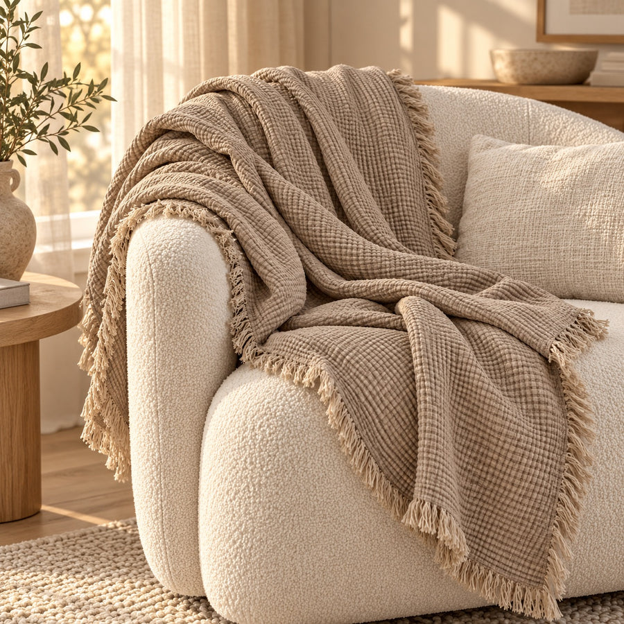 SOFT PAUSE™ — Textured Cotton Throw