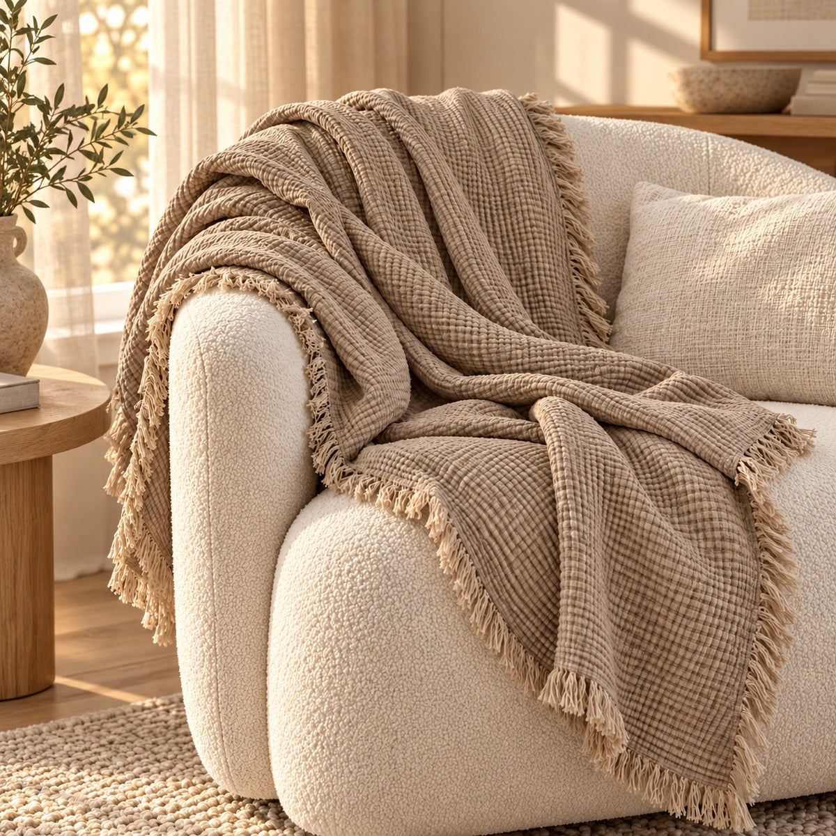 SOFT PAUSE™ — Textured Cotton Throw